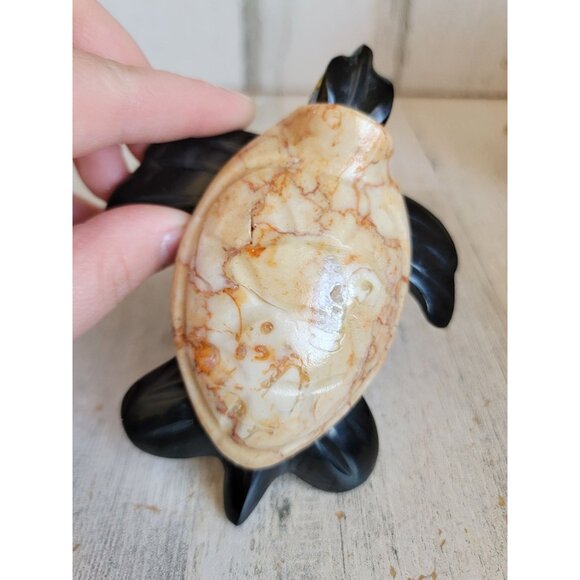 Stone carved Turtle black unique vintage figure home decor - Picture 4 of 7